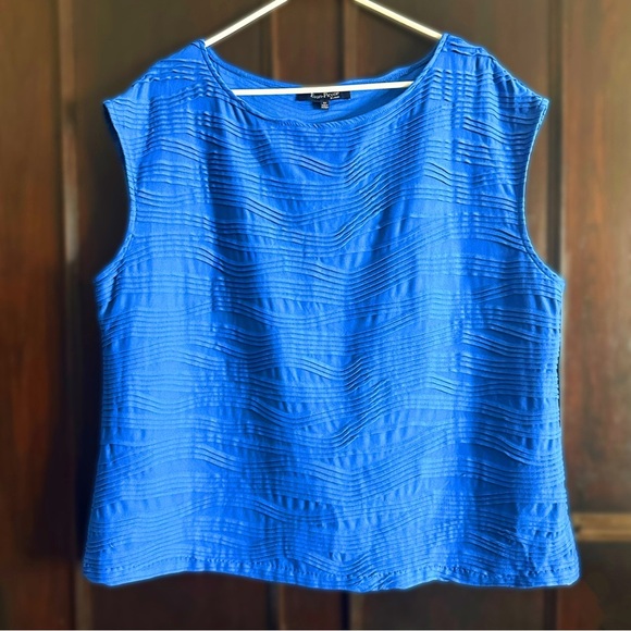 Evan Picone Vibrant Blue Textured Blouse - Picture 2 of 6